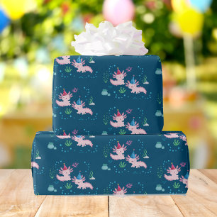 Axolotl Birthday Wises Geschenkpapier