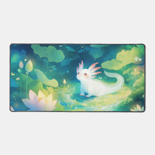 Axolotl Blanc Fantaisiste dans un Étang Magique Lu
