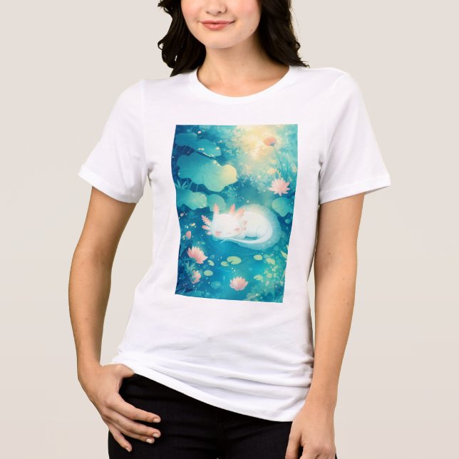 Axolotl Blume Pond Serenity Tri-Blend Shirt (Vorderseite)