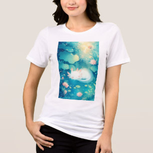 Axolotl-Blumen-Teich-Serenität Tri-Blend Shirt