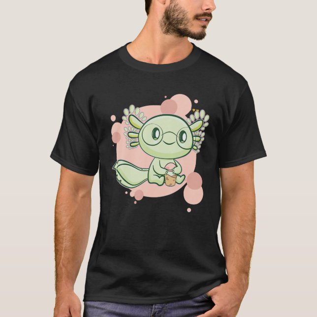 Axolotl Boba Niedlich Anime Kawaii Pastel Goth Pea T-Shirt (Vorderseite)