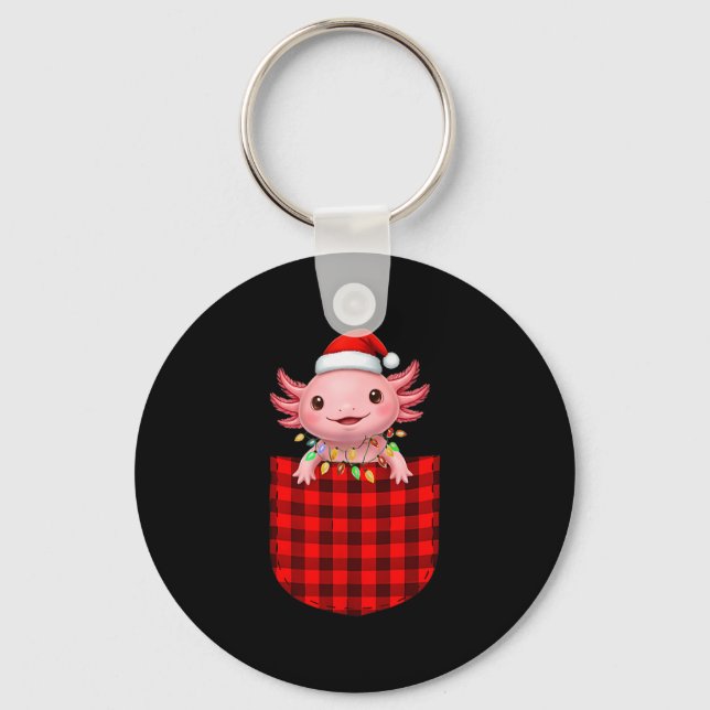 Axolotl Buffalo Red Plaid Cket Christmas Funny Men Schlüsselanhänger (Vorderseite)