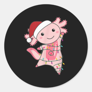 Axolotl Christmas Fairy Light Christmas Axolotl Runder Aufkleber