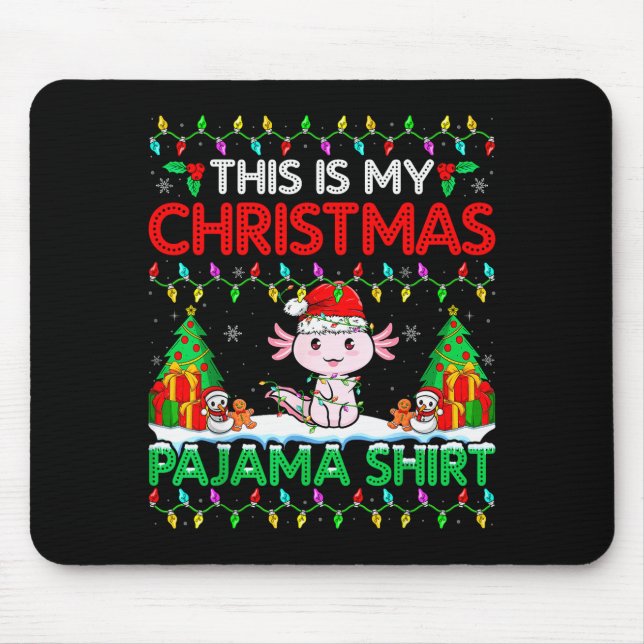 Axolotl Christmas Santa Hat Pajama Shirt Axolotl L Mousepad (Vorne)