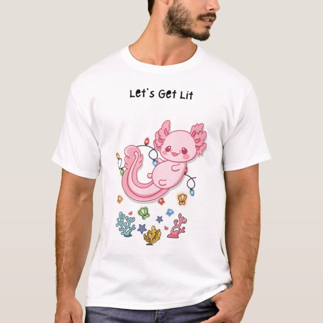 Axolotl Christmas T-Shirt Lass uns Lit holen (Vorderseite)