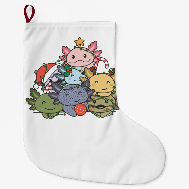 Axolotl Christmas Tree Funny Animal Christmas Großer Weihnachtsstrumpf (Vorderseite)