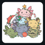 Axolotl Christmas Tree Funny Animal Christmas Quadratischer Aufkleber<br><div class="desc">Die Axolotls sehen aus wie ein Weihnachtsbaum. Mit den Lichtern der Feen und den Hüten des Weihnachtsmannes sind sie perfekt für Weihnachten. Jeder axolotl Liebhaber freut sich über niedliche Tiere für die Winterferien.</div>