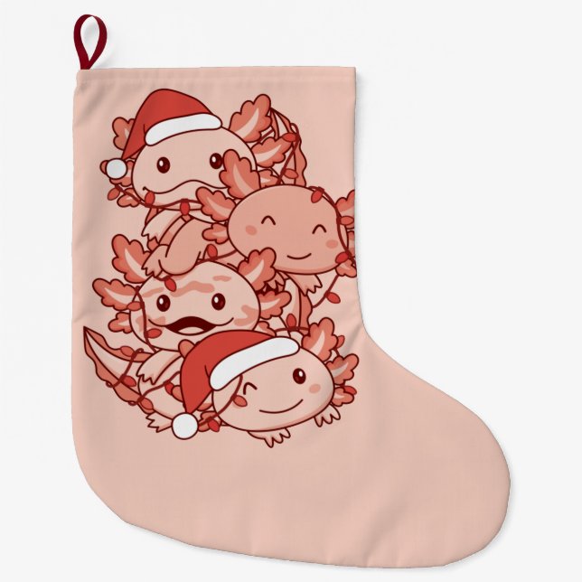 Axolotl Christmas Tree Weihnachtstiere Axolotls  Großer Weihnachtsstrumpf (Vorderseite)
