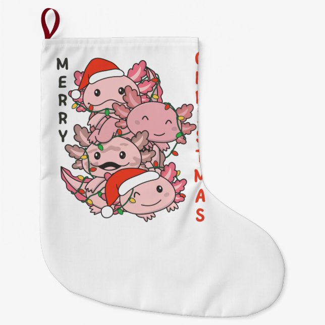 Axolotl Christmas Tree Weihnachtstiere Axolotls Großer Weihnachtsstrumpf (Vorderseite)