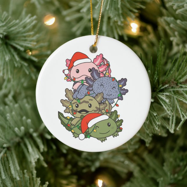 Axolotl Christmas Tree Weihnachtstiere Axolotls Keramik Ornament (Baum)