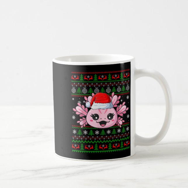 Axolotl Christmas Ugly Sweater Santa Axolotl Head  Kaffeetasse (Rechts)