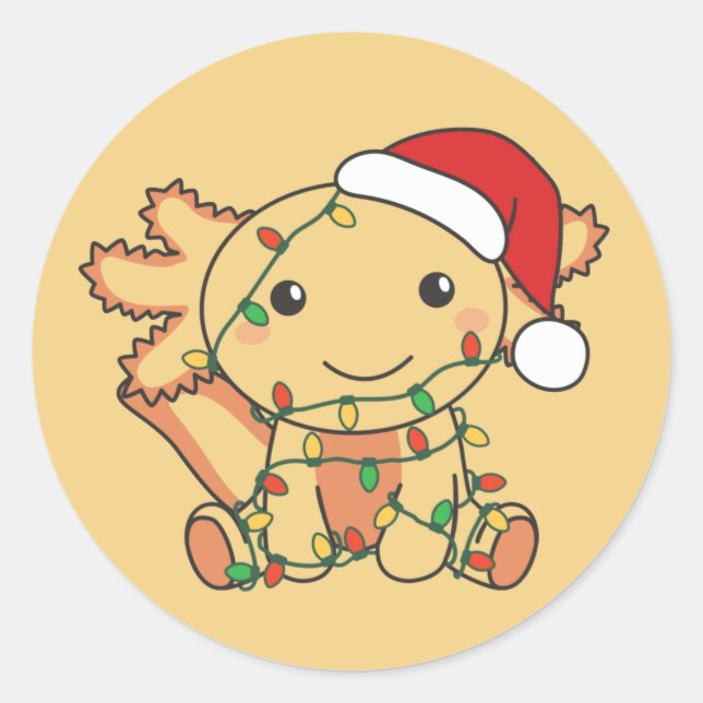 Axolotl Christmas Winter Animals Axolotls Classic Runder Aufkleber (Vorderseite)