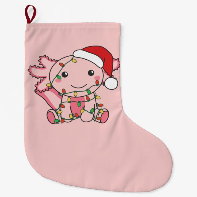 Axolotl Christmas Winter Animals Axolotls Large Ch Großer Weihnachtsstrumpf (Vorderseite)