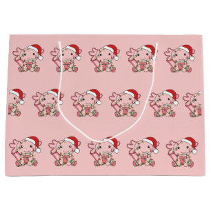 Axolotl Christmas Winter Animals Axolotls Large Gi Große Geschenktüte