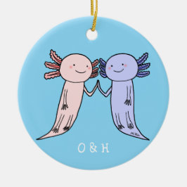 Axolotl Couple Einzigartiger Individuelle Name Keramik Ornament