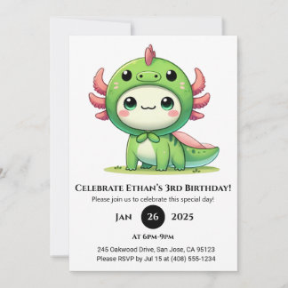 Axolotl Dragon Anzug Birthday Einladung