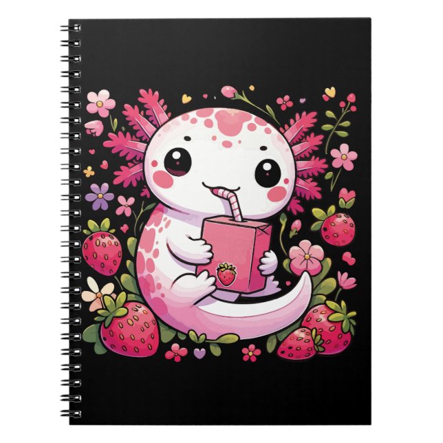 Axolotl Drink Japanese Strawberry Milk Notizblock (Vorderseite)