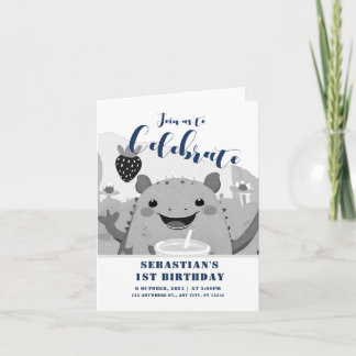 Axolotl Drink Milk 1. Geburtstag Einladung