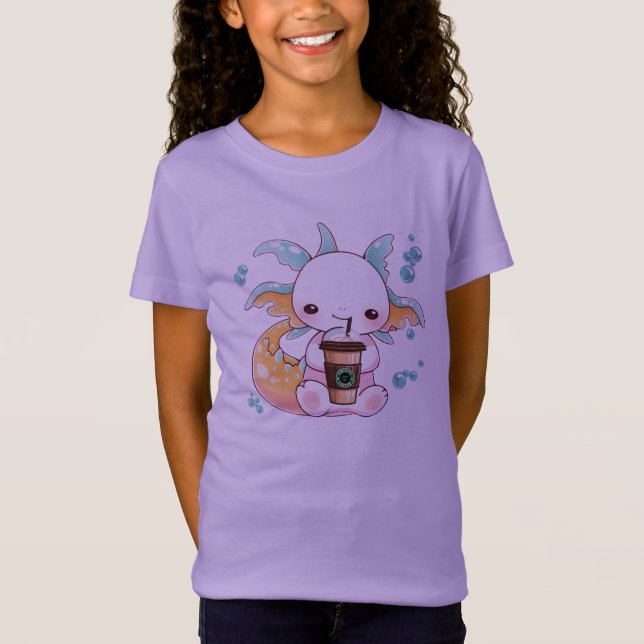 Axolotl Drinks Girls T-Shirt (Vorderseite)