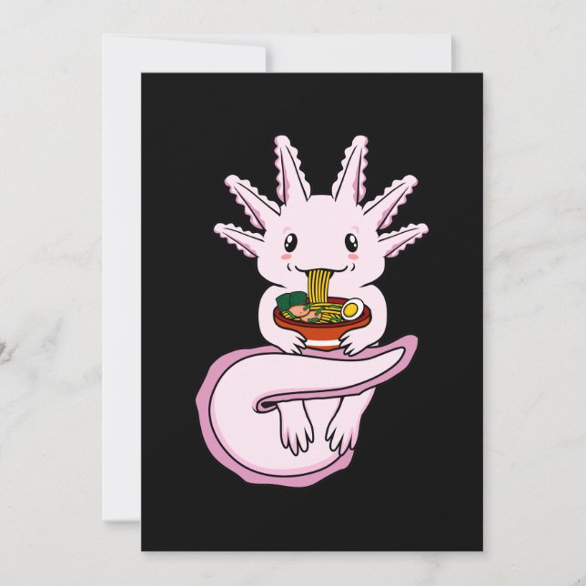 Axolotl Eating Ramen Kawaii Animal Lover Pet Eigen Dankeskarte (Vorderseite)
