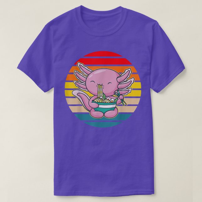 Axolotl Eating Ramen Kawaii Anime Japanese Food Ki T-Shirt (Design vorne)