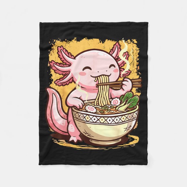 Axolotl Eating Ramen Noodles  Fleecedecke (Vorderseite)