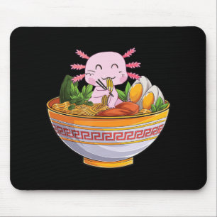 Axolotl Eating Ramen Noodles Kawaii Anime Gift Gif Mousepad