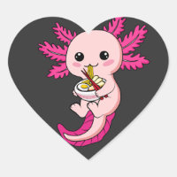 Axolotl Eating Ramen Noodles Kawaii Anime