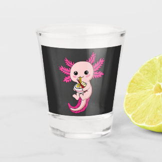 Axolotl Eating Ramen Noodles Kawaii Anime Schnapsglas