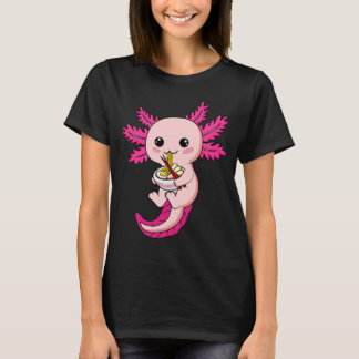 Axolotl Eating Ramen Noodles Kawaii Anime Women T-Shirt