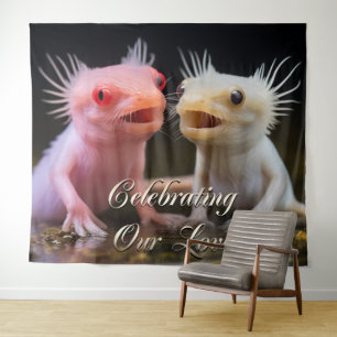 Axolotl-Fisch-Party-Hintergrund Foto-Wandkunst-Ban Wandteppich