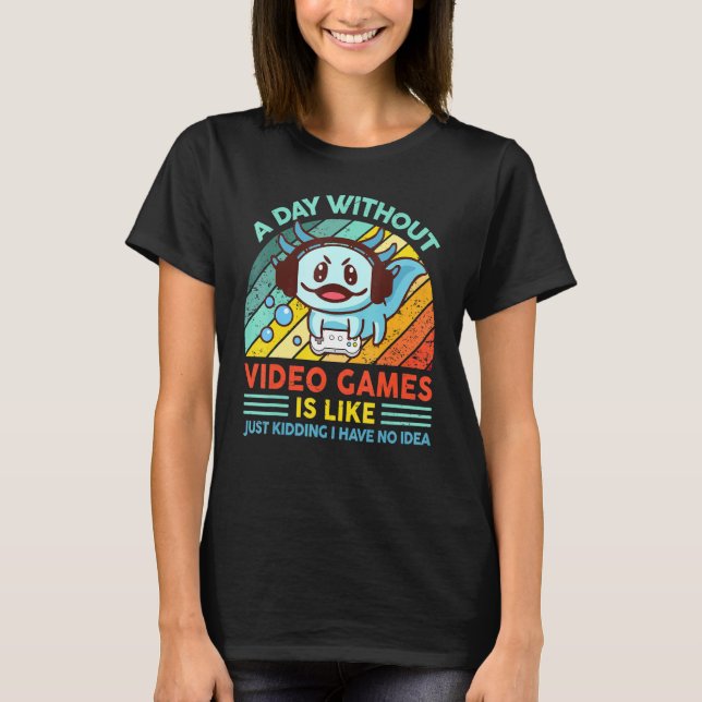 Axolotl Fish Playing Video Game White Axolotl Liza T-Shirt (Vorderseite)