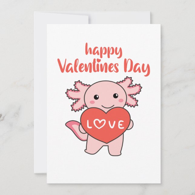 Axolotl For Valentine's Day Cute Animals With Einladung (Vorderseite)