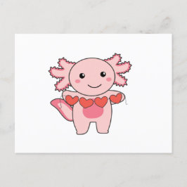 Axolotl For Valentine's Day Cute Animals With Feiertagspostkarte