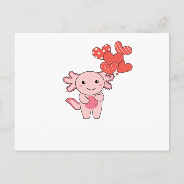 Axolotl For Valentine's Day Cute Animals With Postkarte (Vorderseite)