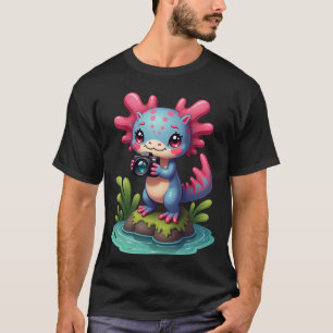 Axolotl Fotograf Cute Kawaii Kamera Natur Adv T-Shirt