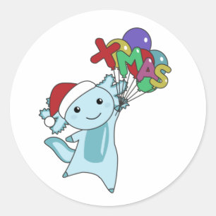 Axolotl Frohe Weihnachts Wintertiere Axolotl Runder Aufkleber