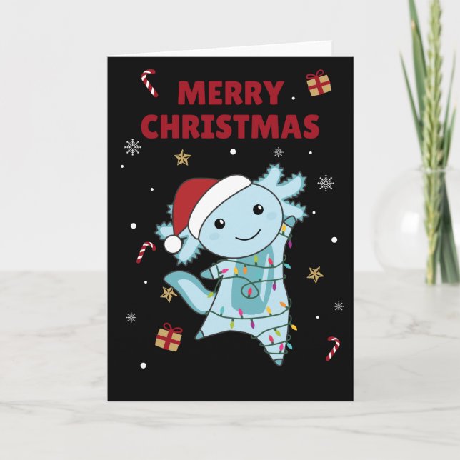 Axolotl Frohe Weihnachts Wintertiere Axolotls Ca Karte (Vorderseite)