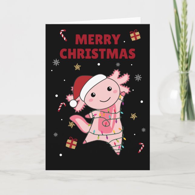 Axolotl Frohe Weihnachts Wintertiere Axolotls Ca Karte (Vorderseite)