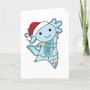 Axolotl Frohe Weihnachts Wintertiere Axolotls Feiertagskarte