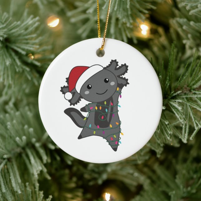 Axolotl Frohe Weihnachts Wintertiere Axolotls Keramik Ornament (Baum)