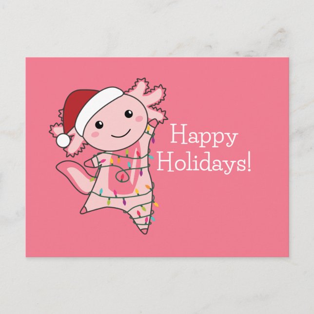 Axolotl Frohe Weihnachts Wintertiere Axolotls Po Postkarte (Vorderseite)