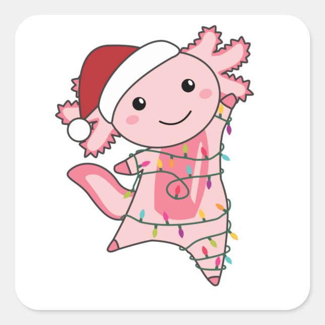 Axolotl Frohe Weihnachts Wintertiere Axolotls Quadratischer Aufkleber (Vorderseite)