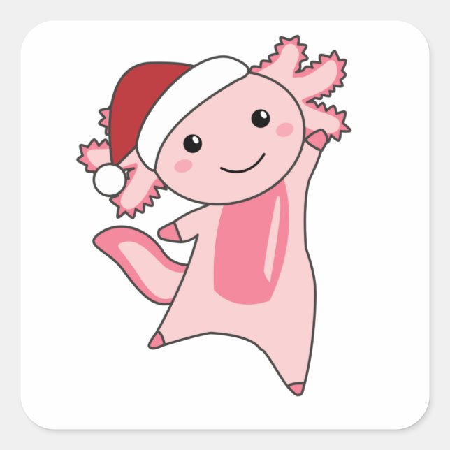 Axolotl Frohe Weihnachts Wintertiere Axolotls Quadratischer Aufkleber (Vorderseite)