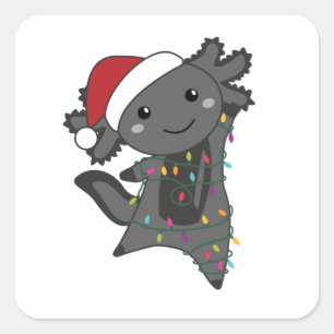 Axolotl Frohe Weihnachts Wintertiere Axolotls Quadratischer Aufkleber