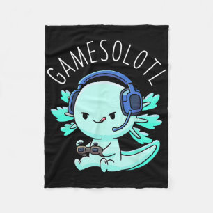 Axolotl Gamer Anime Gifts Kawaii Boys Girls Fleecedecke
