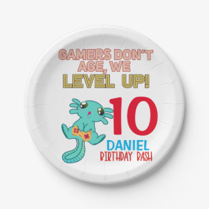 Axolotl Gamer Birthday Boy Video Game Party Pappteller