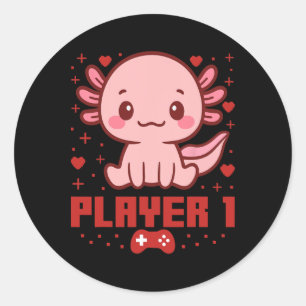 Axolotl Gamer-Paar Capyra Retro-Pixel-Arcade  Runder Aufkleber