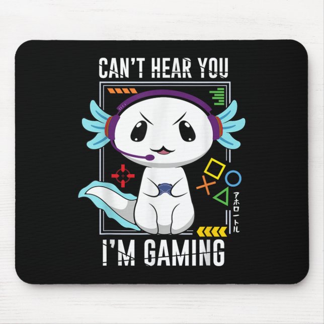 Axolotl Gaming Salamander als Gamer Mousepad (Vorne)