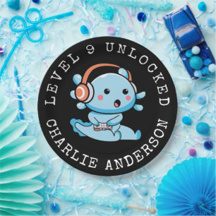 Axolotl Geburtstag Level Up Pappteller